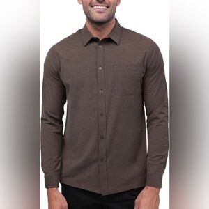 Carbon2Colbalt Brown Casual Button Up Medium